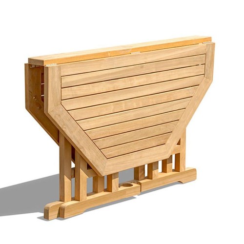 Teak Outdoor Folding Table, Drop-Leaf - Berwick Range - 1.2m - Shape Options - Picture 6 of 12