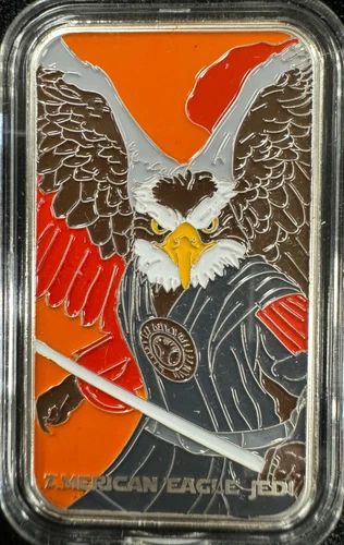 New ListingEbay Live 34.20 2024  American Eagle Jedi 1 oz Colorized Silver Bar - In Cap