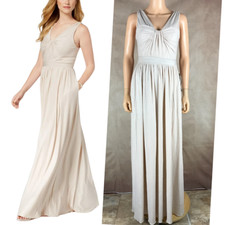 ADRIANNA PAPELL V-Neck Shimmer Gown with Pockets, Blush NWT 4