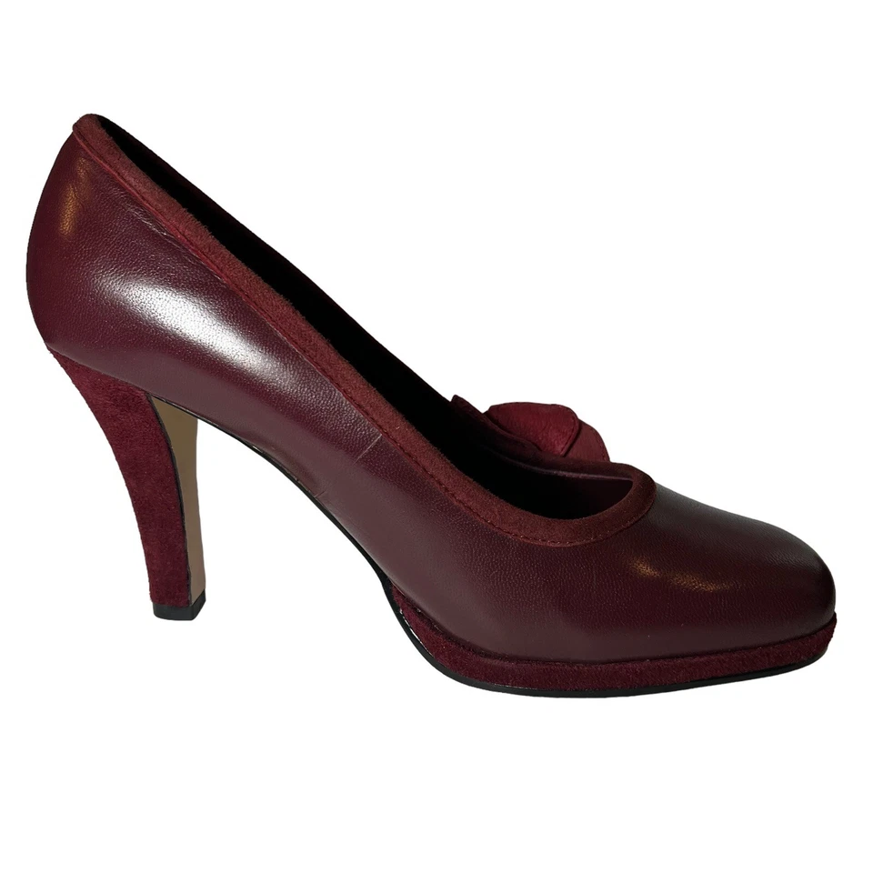 Bisou Bisou бордовый бордовый насосы каблуки розетка кожи замши женщин 7,5 М - Изображение 3 из 4