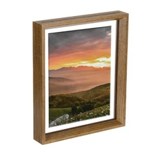 Floating Frame, 10 x 8 Inch Wood Picture Frame, Natural Wood