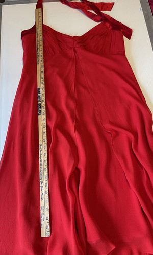 Vintage Donna Ricco 100% Silk Halter Red Flowy Dress Size 14 - Picture 12 of 14