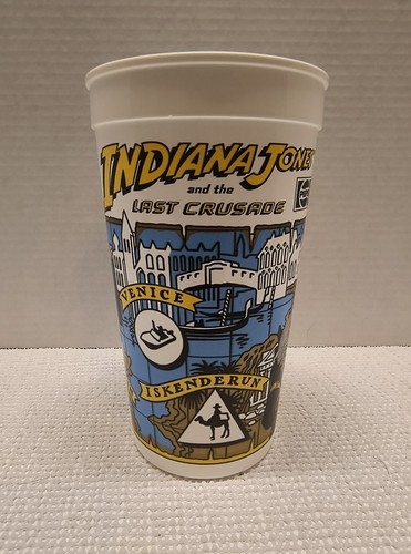 Indiana Jones And The Last Crusade Plastic Promotional Cup 1989 Lucasfilms LTD - Afbeelding 1 van 7