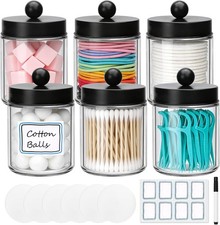 Apothecary Jars Bathroom Vanity Storage Organizer Set, Glass Countertop
