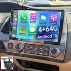 For Honda Civic 2006-2011 Apple CarPlay Android 15 Car Stereo Radio GPS NAV WiFi