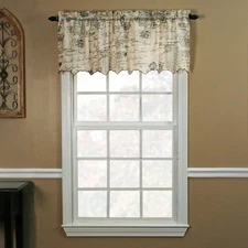 Ellis Curtain Script Natural Classic Print Window Valance - 48"x15", Black
