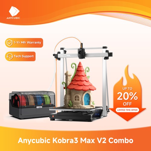 NEW ANYCUBIC Kobra 3 Max V2 Combo 3D Printer Max 600mm/s Multicolor
