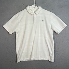 Nike Dri-Fit White Polo Shirt Mens Medium Cotton Blend Short Sleeve Athletic Top