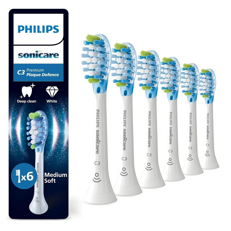 Philips Sonicare C3 Premium Plaque Defense, cabezales de cepillo de repuesto originales, blanco, 6