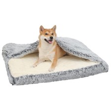 Dog Bed with Cover Cave, Orthopedic Dog Bed with Blanket, 33.5  27.6'' Recta...