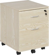 Vinsetto 2-Drawer Locking Office Filing Cabinet w/5 Wheels Oak Wood Grain