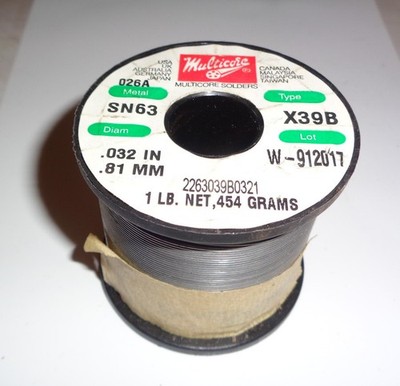 Multicore Solder 026A Solder SN63, .032'' Diameter - Type X39B 1 LB, .81mm