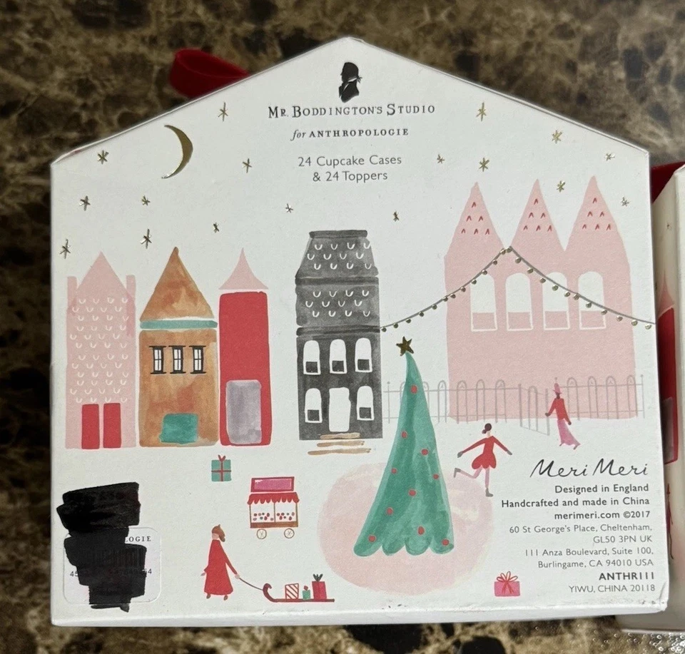 2 Packs Meri Meri Anthropologie City Christmas Cupcake Kit Toppers + Liners $50 - Image 2 of 4