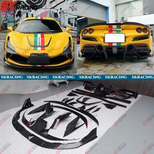 For Ferrari F8 20-24 Dry Carbon Front Bumper Lip Rear Diffuser Spoiler Wing Kits