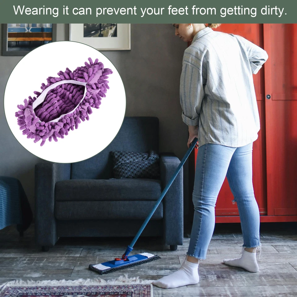 2 Pcs Washable Cleaning Shoes Covers, Home Multifunction Chenille Duster(Purple) Foto 3 de 4