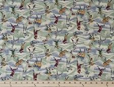 Cotton Baseball Fields Players Bats Hitting Sports Fabric Print by Yard D667.89