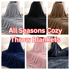 King Size Super Soft RIBBED Throw Blanket 200x240cm Luxury Cord Sofa Bed Throw