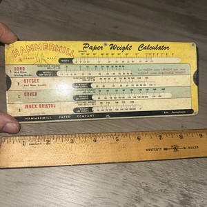 1946 Paper Calculator by Hammermill. A Guide to Measuring Sizes & Weights.