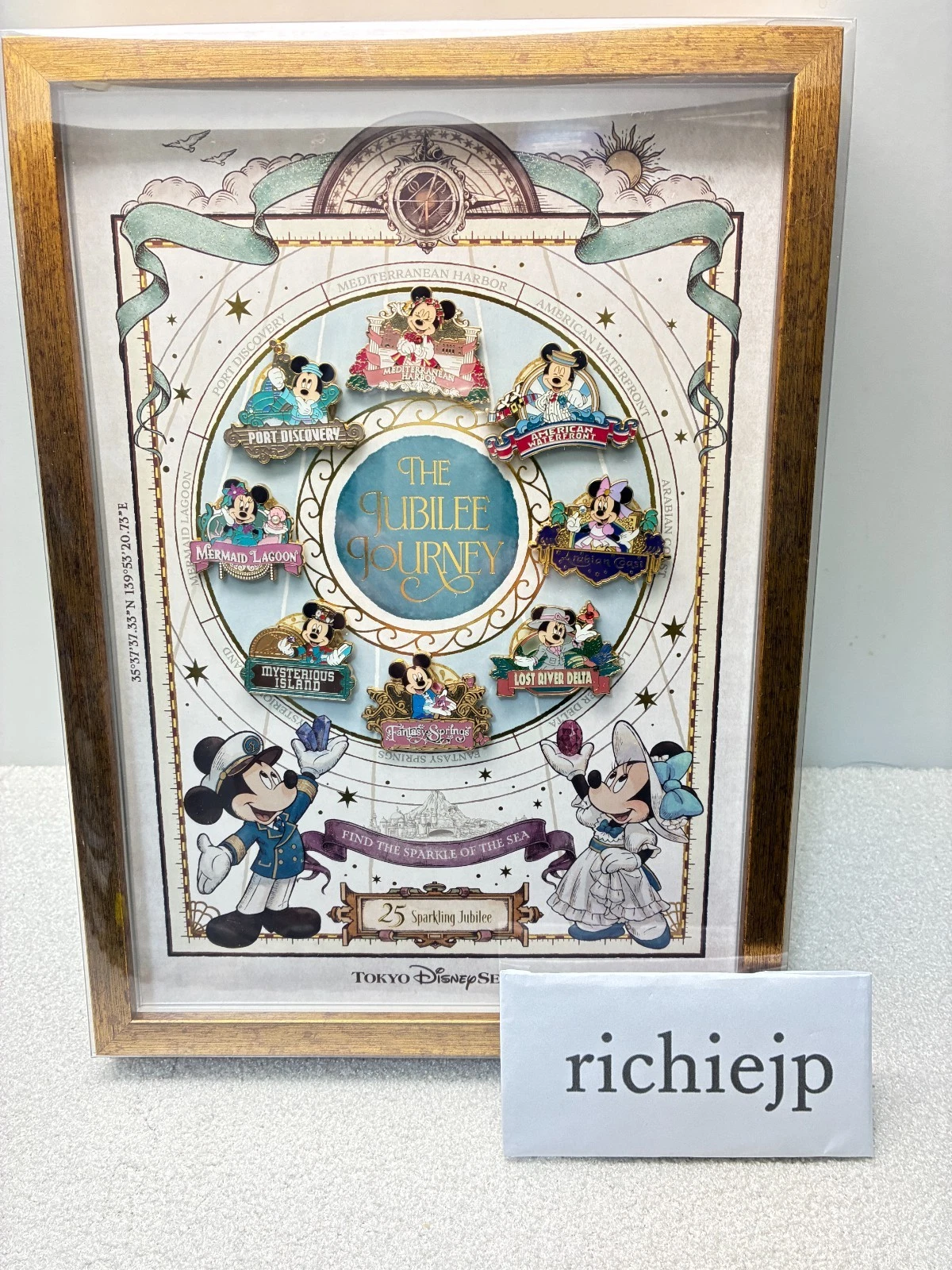Tokyo Disney Sea 25th Anniv. Mickey Jubilee Journey Pin Badge Set 8 Theme Ports