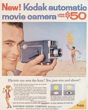 Eastman Kodak 1961 Automatic 8 Movie Camera Vintage Print Ad