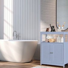 60x30x81cm Bathroom Floor Cabinet Storage Organizer with Open Shelf