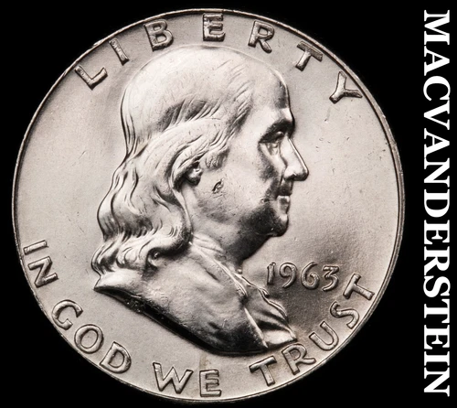 1963-D Silver Franklin Half Dollar - Ch Gem Brilliant Unc+++  Lustrous  #G8221