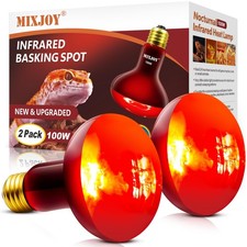 100W Infrared Heat Lamp Bulbs, 2 Pack Reptile Infrared Heat Emitter Red Heat Lam