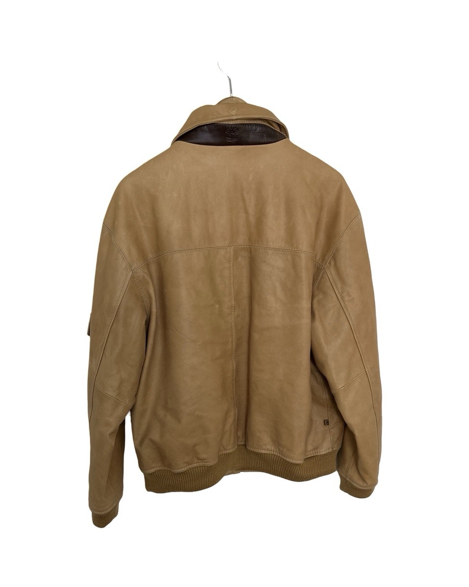 U*1様 cow leather jacket Timber land Bomb Vintage Timberland Men's Tan Cowhide Leather Bomber Jacket