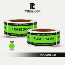 USPS Please Scan Stickers 1” x 3” Neon Green – 250 Labels per Roll
