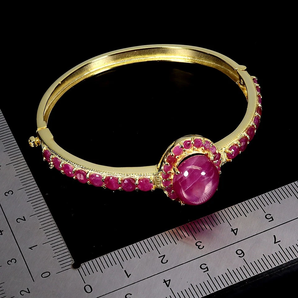 925 Sterlingsilber Armreif Oval Rubin 14x12mm Natürlich Edelstein Schmuck 17.8cm - Bild 3 von 4
