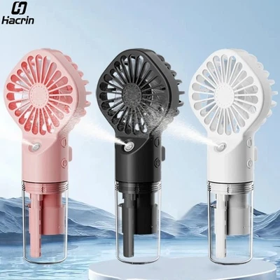 Portable Mini Handheld Fan USB Rechargeable Cooling Mist Fan 4 Speed UK+ - Image 1 of 4
