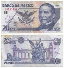 20 Pesos Banco De Mexico 17 Mar 1998 Serie AX U5533291