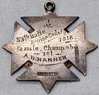 WW1 era 1918 sports Australian Cadets military silver watch fob badge medal