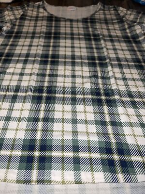Lularoe Classic T Shirt Top Hi Lo White Green Blue Plaid XL 18/20 16/18   New