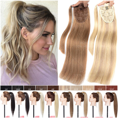 Lang Echthaar Pferdeschwanz Ponytail Clip In Remy Hair Zopf Extensions Haarteile