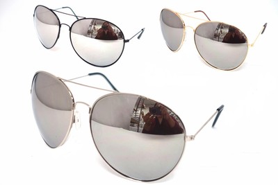 silver aviator sunglasses with silver mirrored lens