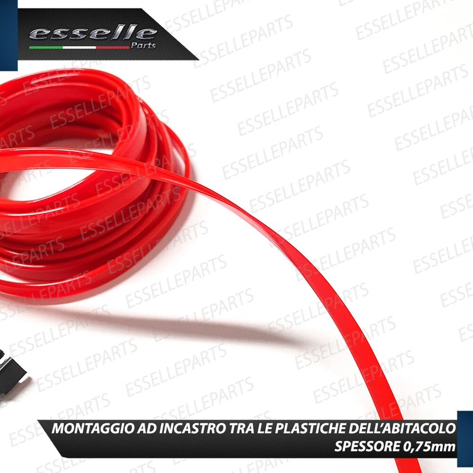 KIT LED INTERNI LUCE AMBIENTE FIBRA OTTICA ROSSO 5 METRI PER FIAT PUNTO EVO - Immagine 4 di 4