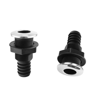 3//4/" Plastic Thru-Hull Bilge Pump Drain or Vent Hose Fitting for Boats
