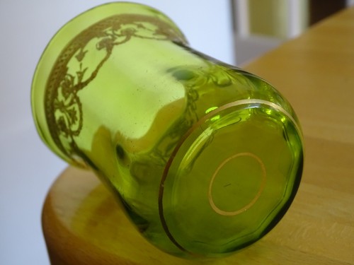 SAINT LOUIS ANCIEN VERRE DE NUIT CRISTAL CHARTREUSE GRAVURE REHAUSSER A L'OR FIN - Picture 5 of 7