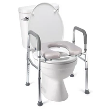 Raised Toilet Seat Safety Assist Shower Chair for Handicapped Pregnant Seniors
