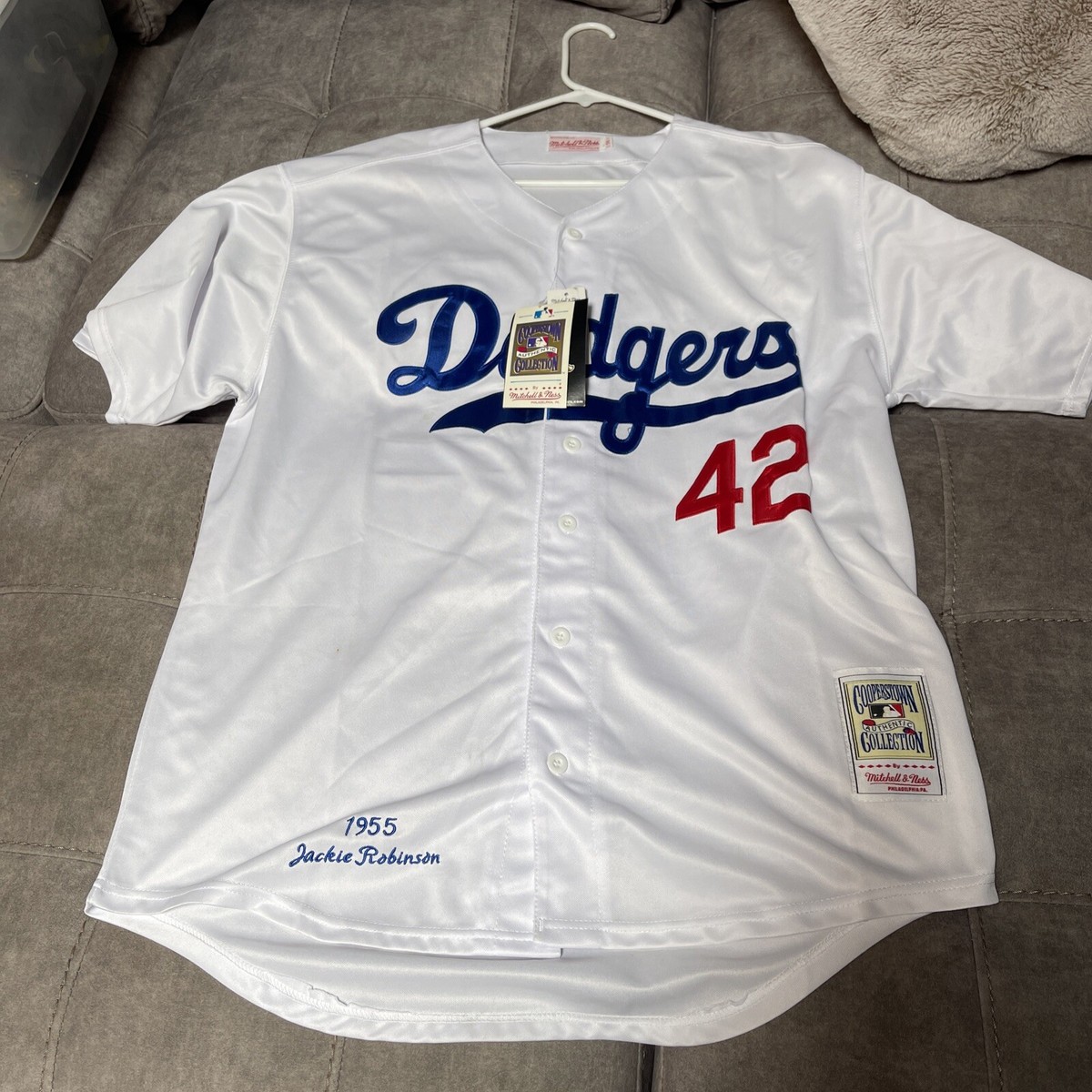 1955 Dodgers Jackie Robinson #42 Mitchell Ness Cooperstown