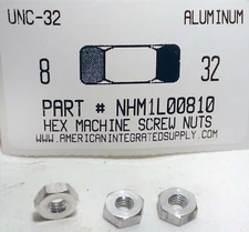 #8-32 Hex Machine Screw Nuts 6061T6  Aluminum (50)