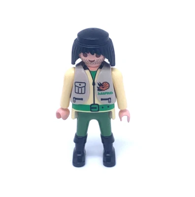 PLAYMOBIL * DINOSAURES * Homme Brun Gilet Gris Pantalon Vert Saurus Team 4172 - Photo 1/2