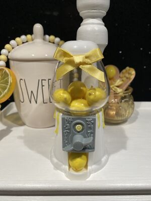 Stufentablett Dekor Rae Dunn inspiriert Zitrone   Mini Kaugummiautomat Regal Dekor