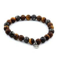 Armband Perlen Labradorit + Tigerauge + Holz 8 Mm. Hergestellt In Frankreich.
