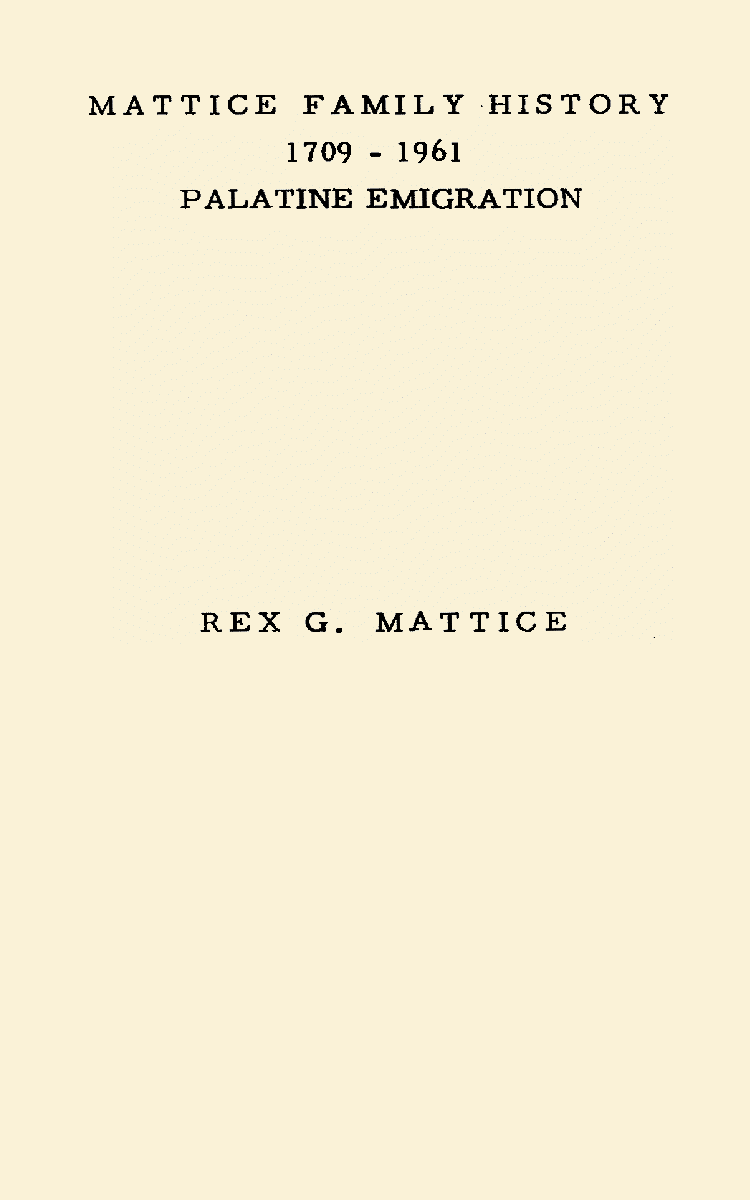 Mattice Family History 1709 1961; eBay