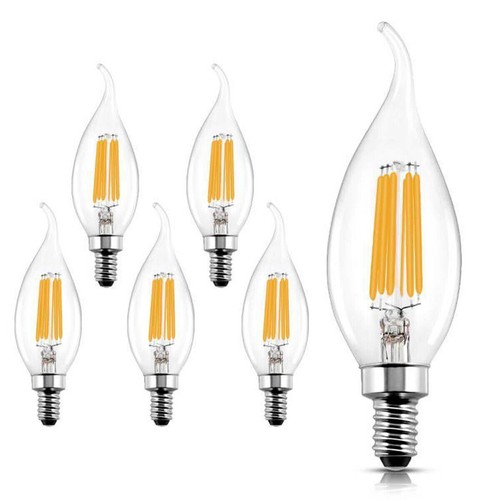 6/12 Pack E12 LED Candle Light Warm Bulbs Dimmable Flame Tip Chandelier Bulbs - Picture 17 of 18