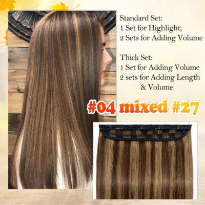 THICK One Piece Clip in Remy Human Remi Hair Extensions 3/4Full Head Any Colors