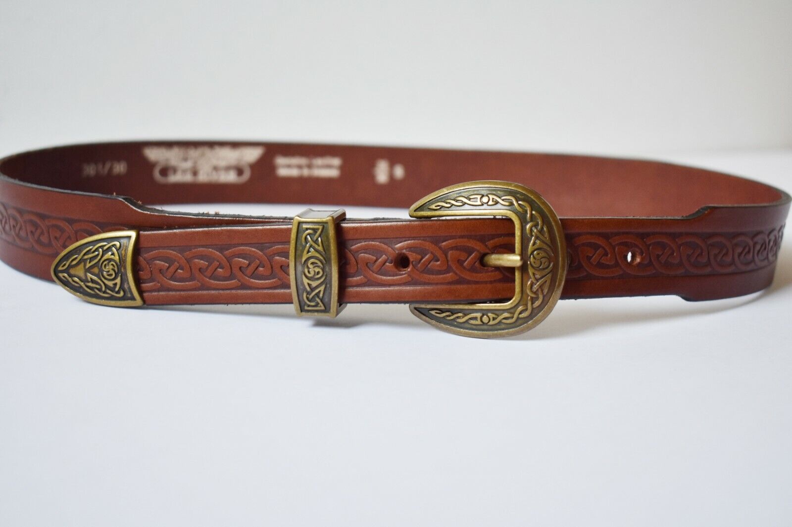 Lee River Brown Leather Belt Celtic Heritage Made in Ireland Siz
