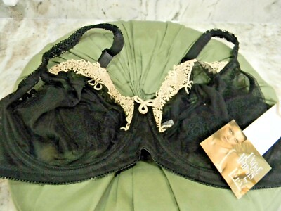 Felina UNIQUE MOMENTS Black Sheer Floral Embroidered Cup UW Lace Bra 36DD, NWT